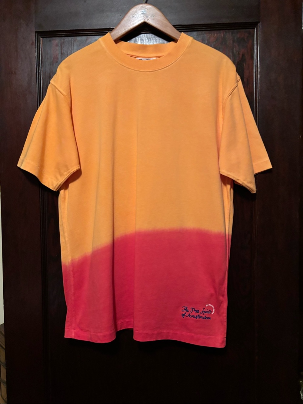 Scotch & Soda Men's Two-Tone Orange and Red Crewneck Tee